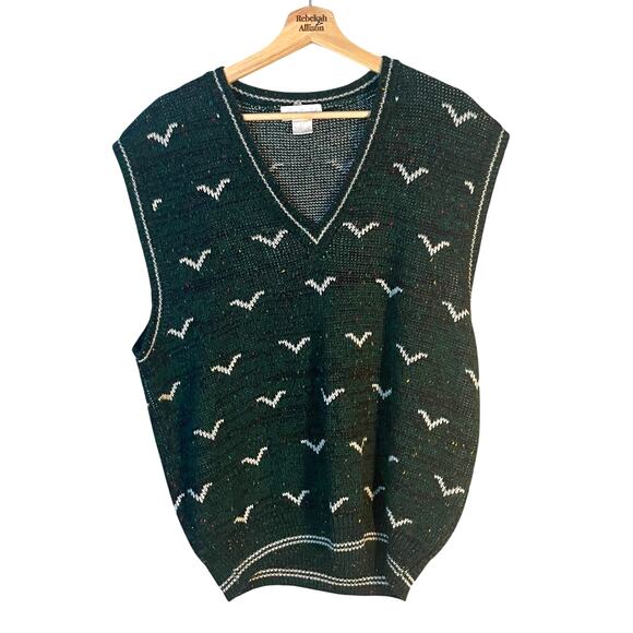 Vintage Other - VNTG Carson Pirie Scott Green Wool Blend Knit Sweater Vest Men's SZ Large 90s